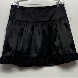 Kensie Pretty Women's Size 10 Black Shiny Gathered Ribbon at Hem Skirt